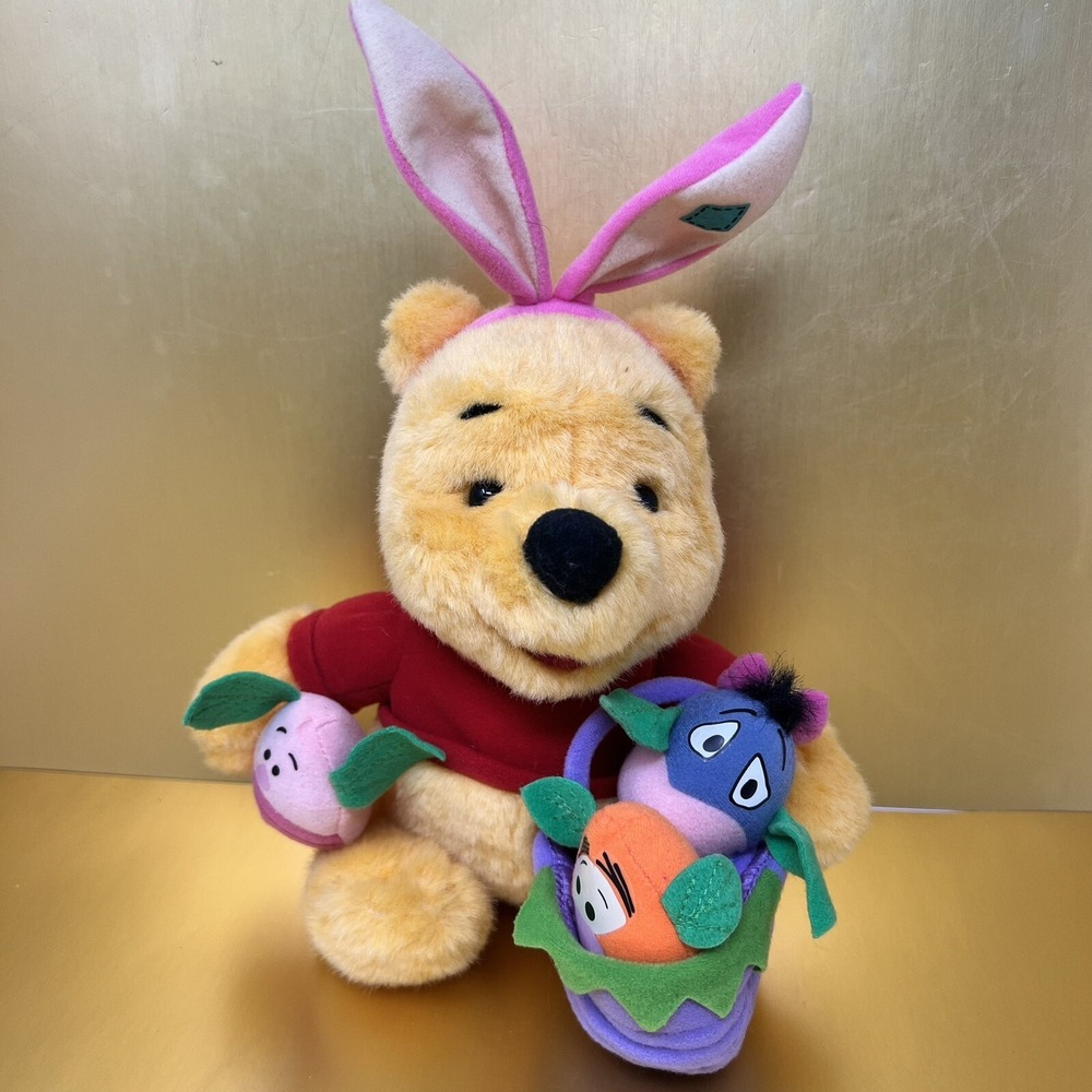 Winnie The Pooh & Friends Easter Bunny Plush Stuffed Animal Toy 1999‎ Mattel 9"